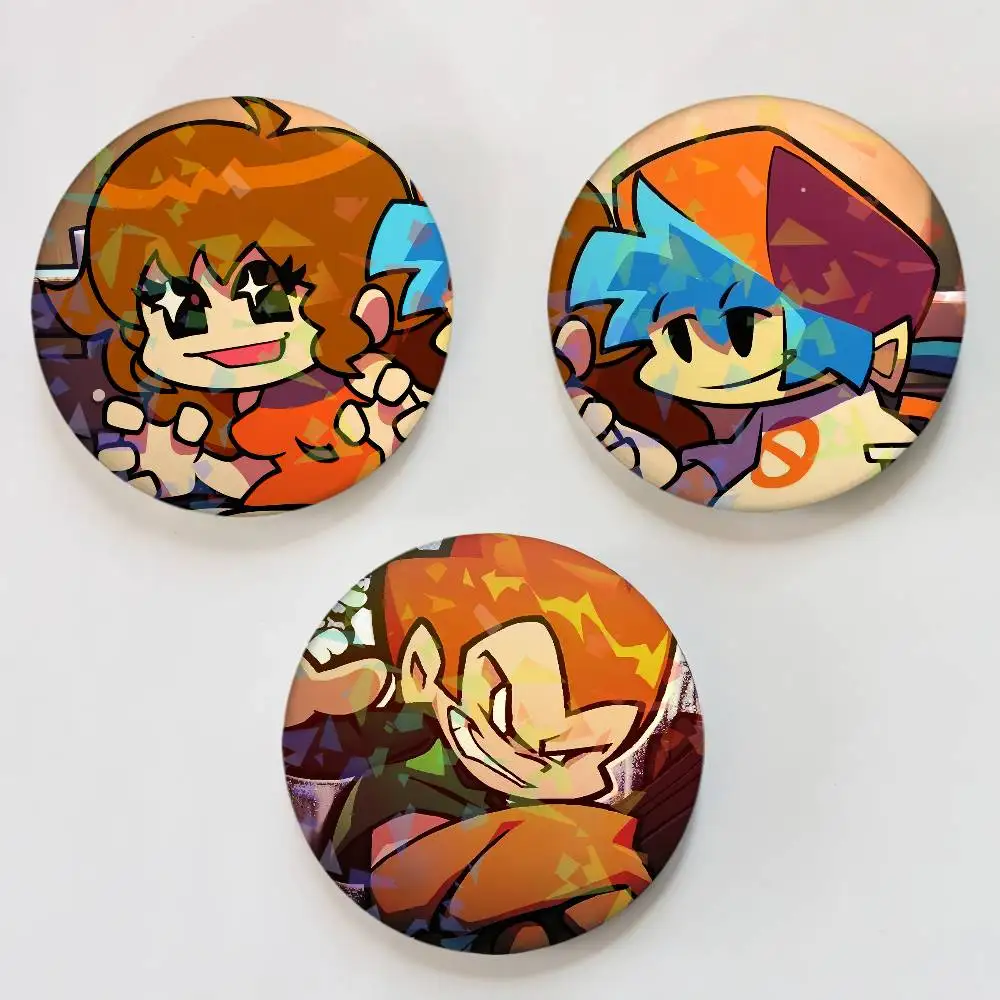 Friday Night F-Funkin Game Laser Button Pins Backpack Clothing Decor Brooch Fiction Badge Jewelry Gifts