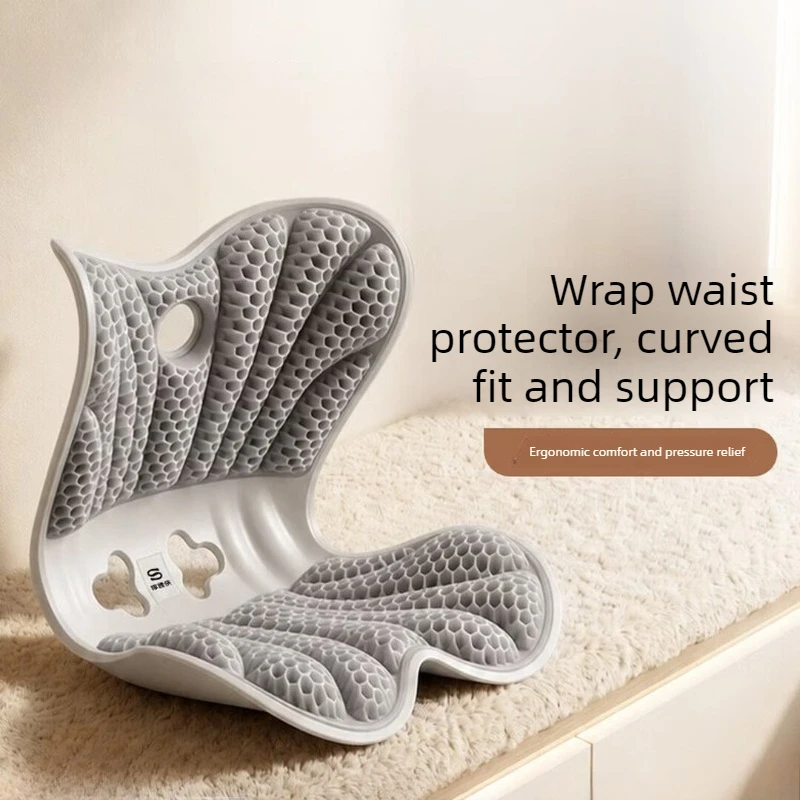 Ergonomic Lumbar Support Cushion Breathable Office Backrest Pad with Contoured Waist Fit for Comfortable Extended Desk Sitting