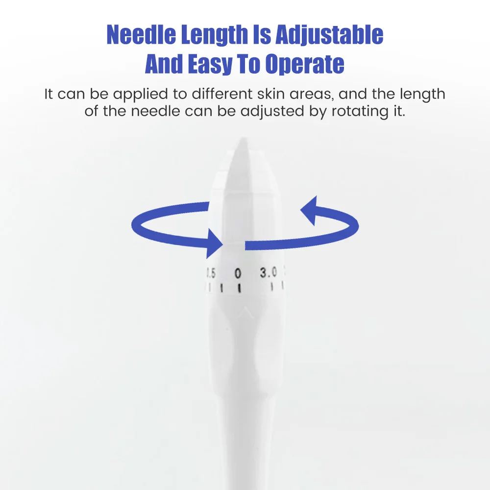 100/140A Derma Stamp Microneedling Face Roller Massager Adjustable Titanium Needle Length Skincare Beard Growth Scalp Hair