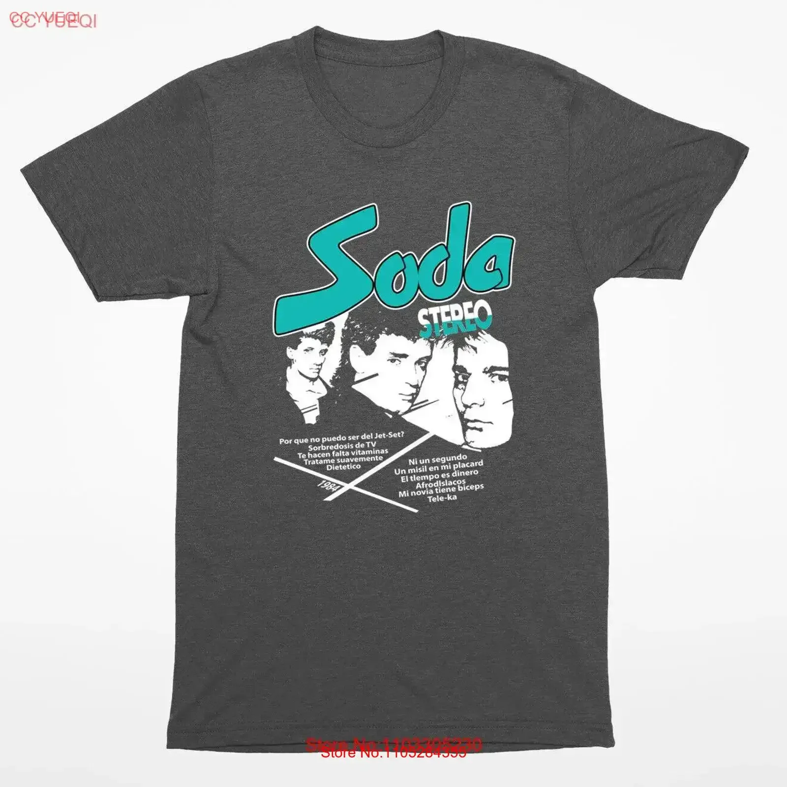 VINTAGE FEEL Soda Stereo 1984 Faded Grey Color Rock Band T Shirt 100759GG vintage Washed streetwear Unisex Slightly fashion