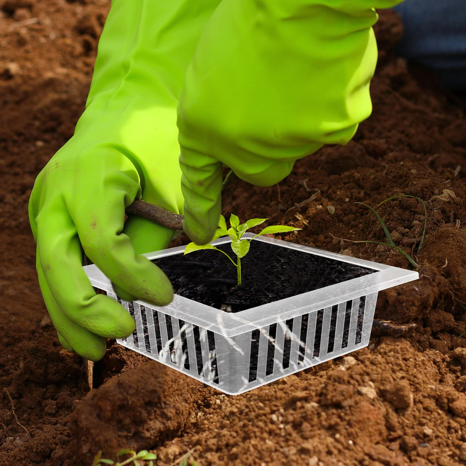 

10 pcs Square Hydroponic Net Cups Drainage Holes Durable Plastic Root Stabilizer Vegetable Flower Gardening Mesh Pots Soilless