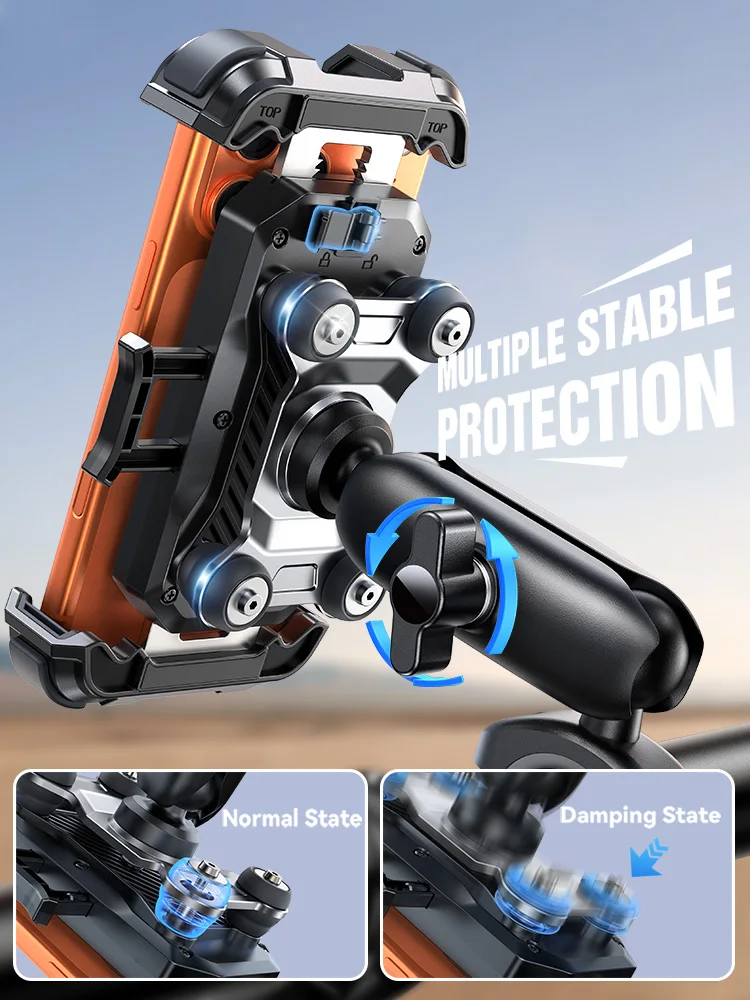 Uchwyt na telefon motocyklowy Joyroom z tłumikiem wibracji, uniwersalny uchwyt rowerowy na telefon do roweru, skutera, ATV/UTV JR-ZS498S — zdjęcie produktu 5