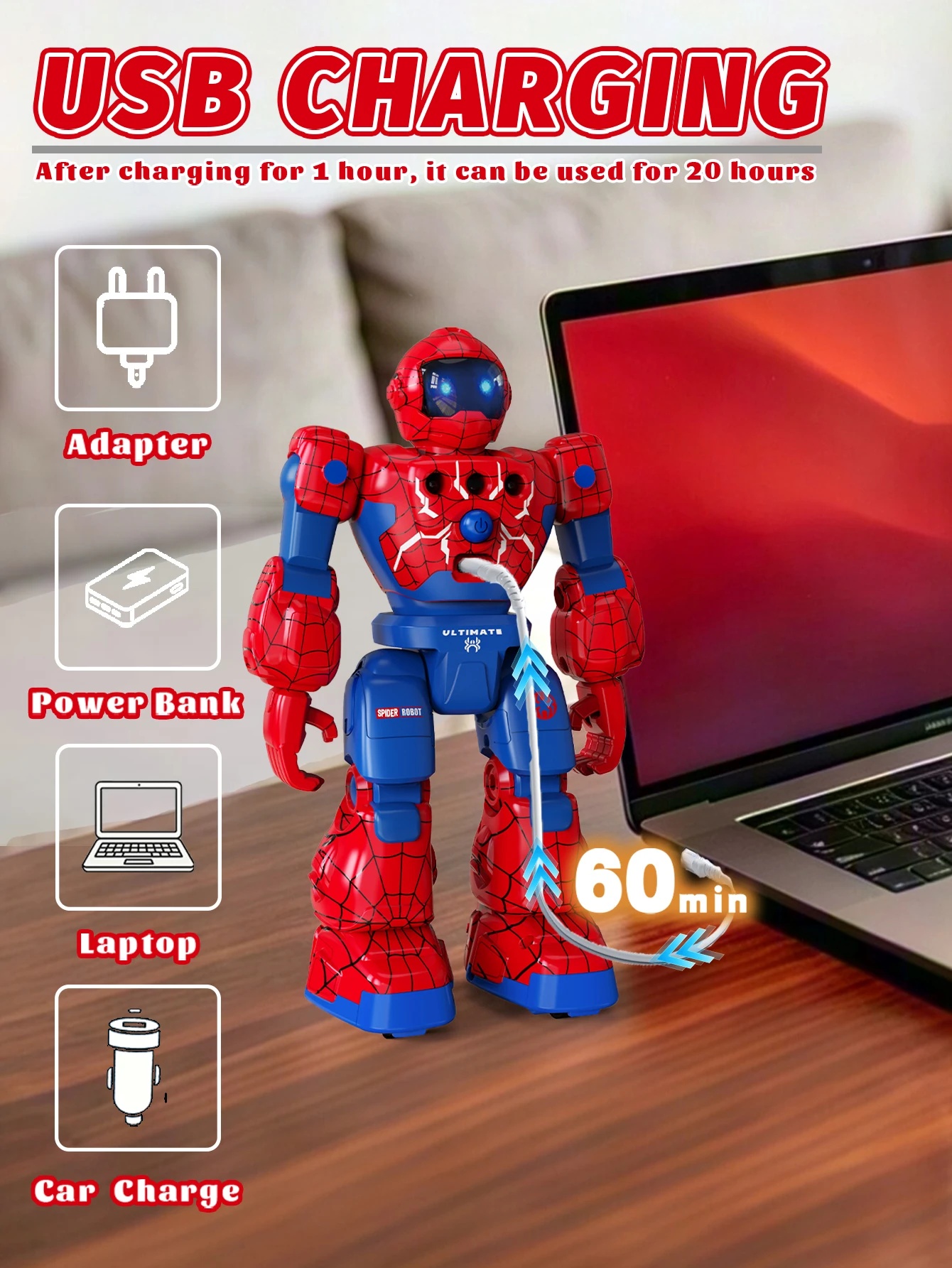 2.4G RC Spider Robot Toy for Kids Gesture Sensing Remote Control with LED Eyes Music Singing Dancing Programmable Walking Action