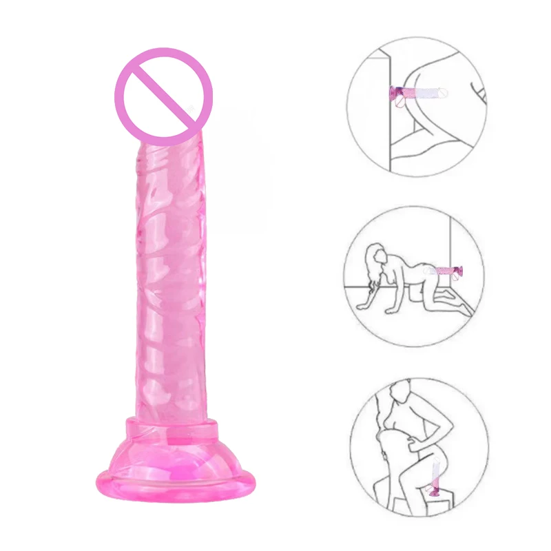 Mini Backcourt Suction Cup Small Anal Plug Simulation Crystal Transparent Female Masturbator Female Dildo Small Penis Adult Sex