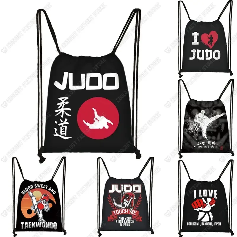Cool Martial Taekwondo/I Love Judo/bolsa con cordón, bolsas de almacenamiento de moda para niños y niñas, mochila para adolescentes, mochila de viaje para hombre