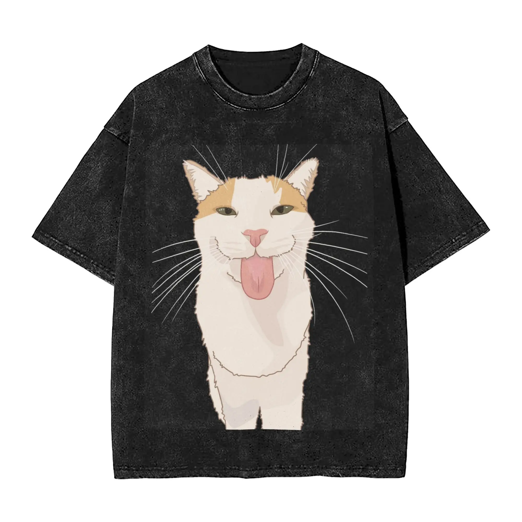 Oversize BLEHHHHH Silly Cat Merch T Shirt for Men Women Fat Milly Cats Washed Style Tee Shirts Clothes