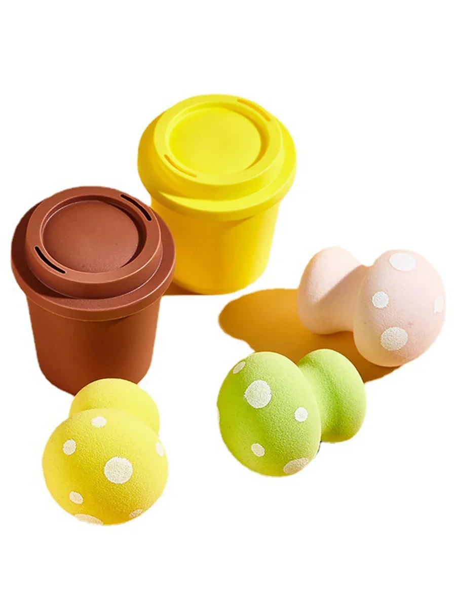 Mushroom Cosmetic Puff Custom Logo Durable Reusable Non-latex Coffee Cup Kit Makeup Tools Private Label Wholesale Cruelty Free