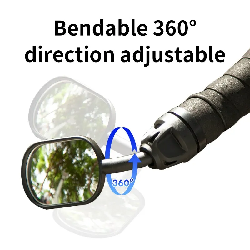 Rrskit Bicycle Rearview Mirror 360 Degrees Adjustable Mirror Road MTB Bike Handlebar Plug Retractable Foldable Rearview Mirror