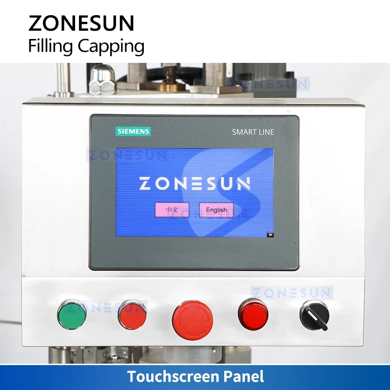 Zonesun ZS-AFC880 Linea di produzione automatica Macchina per imbottigliare il vino con riempitrice sottovuoto a 4 teste ROPP