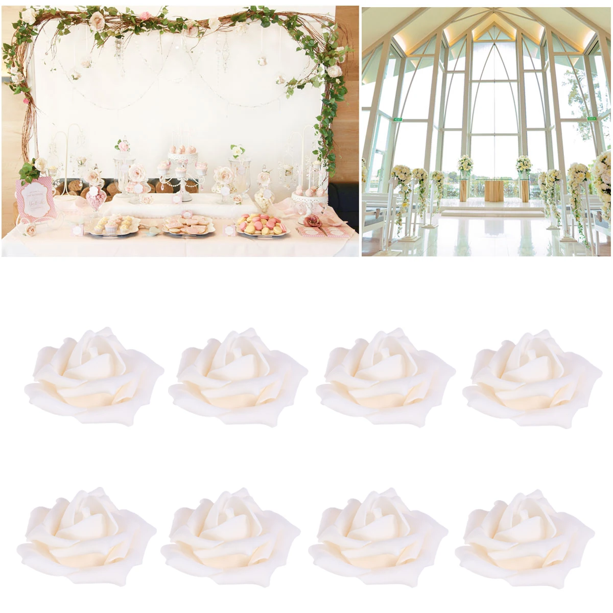 

100pcs Artificial Rose Heads Lifelike Decoration for Wedding Party Tossing Reusable Fake Flowers Event PropsRose