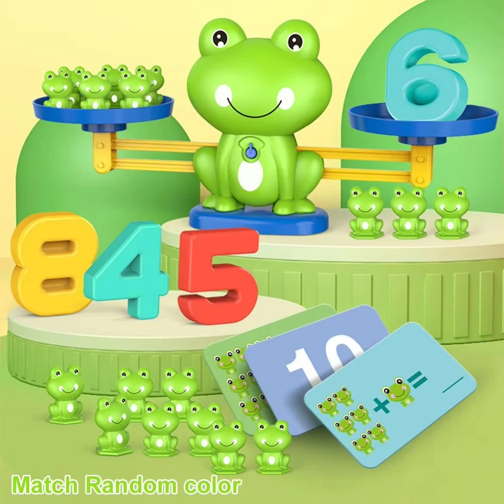 Kids Education Number - Frosch-Balancier-Mathe-Spielzeug, Zahlen-Zählspiel mit Gewichten, Lehrreiches Interaktives