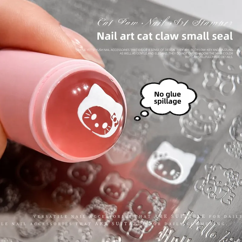 3D Premium Cute Cat Paws Nail Stamper High Transparent Silicone Stamping Plate Clear Edge Transfer Nail Art Tools