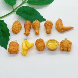 10 pieces simulated roasted chicken chicken legs resin charm cute food crafts pendants keychains earrings DIY jewelry making