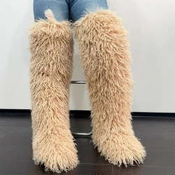 Over The Knee Thigh High Mongolian Fur Boots Faux Tall Boots for Women