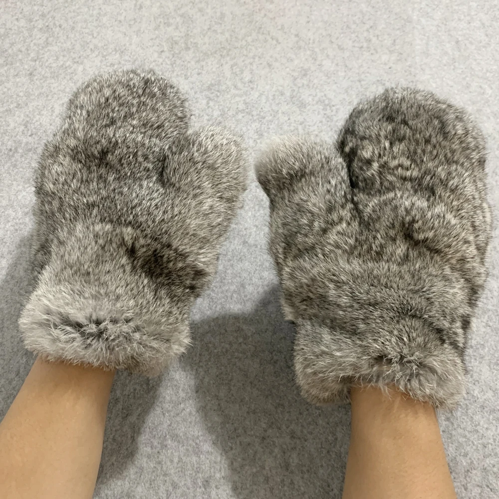 2024 heiß verkaufen Männer Winter warm echte echte Kaninchen fell Handschuh Mode Unisex echte Kaninchen fell Handschuhe russische Frauen Pelz handschuhe