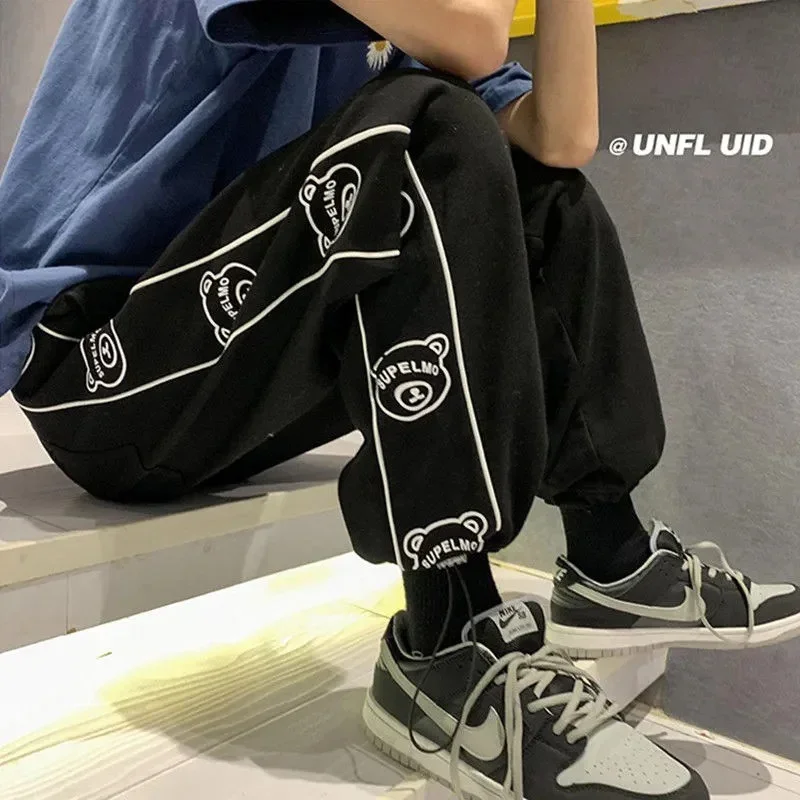 

Harajuku Sports Pants Winter Korean Fashion Oversize Joggers Women High Waist Kawaii Cartoon Loose Black Sweatpants Cute 2024