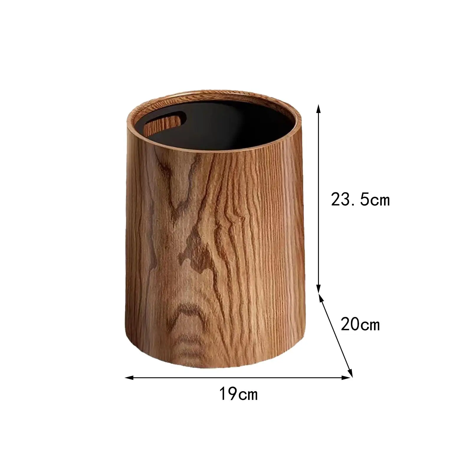 Wood Grain Trash Can Elegant Home without Lid Waste Bin Garbage Container for Bathroom Office Laundry Bedroom Powder Room