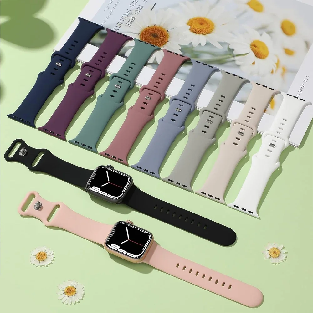 Sport Strap For Apple Watch Band 45mm 40mm 44mm 41mm 42 mm Silicone Engraved bracelet iwatch series 9 8 7 se 4 5 6 ultra 2 49mm