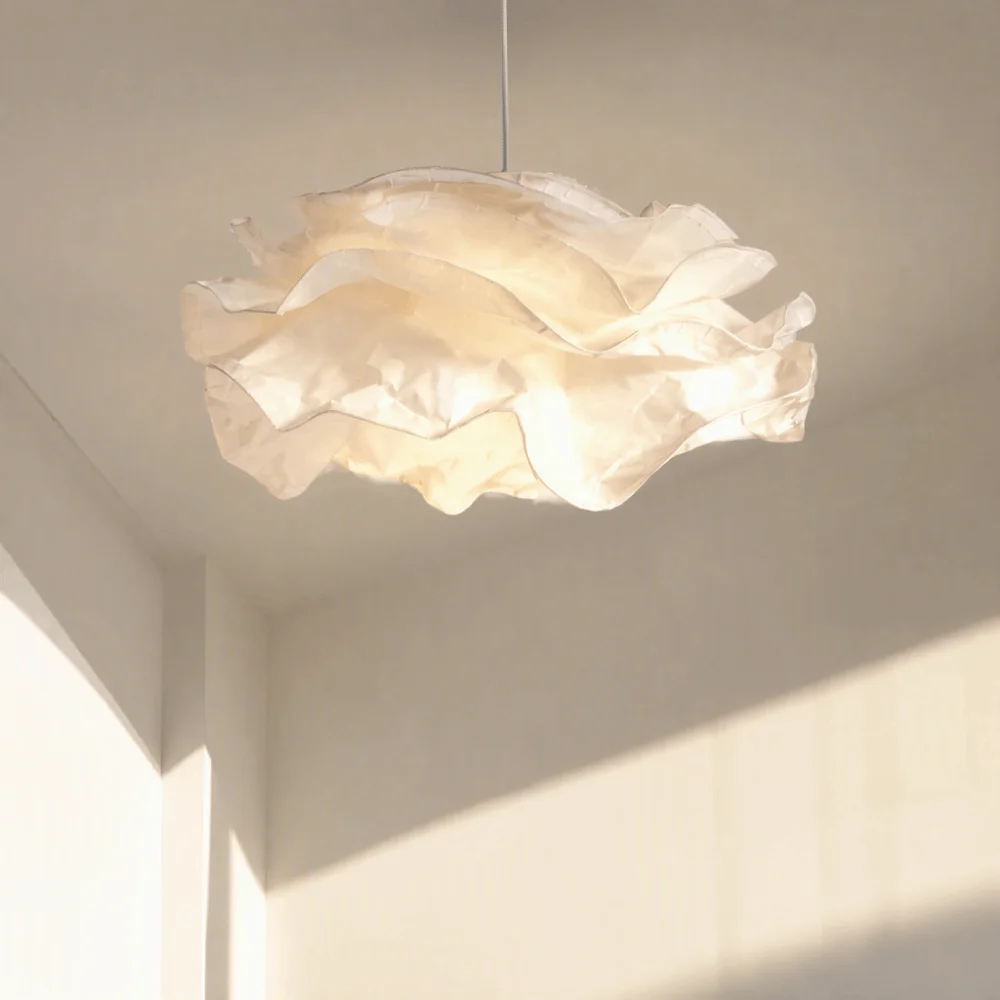 Modern White Paper Lamp Shade Modern Design Flower Shape Cloud Lamp Shade Handcrafted Style Art DIY Chandelier Decor Living Room
