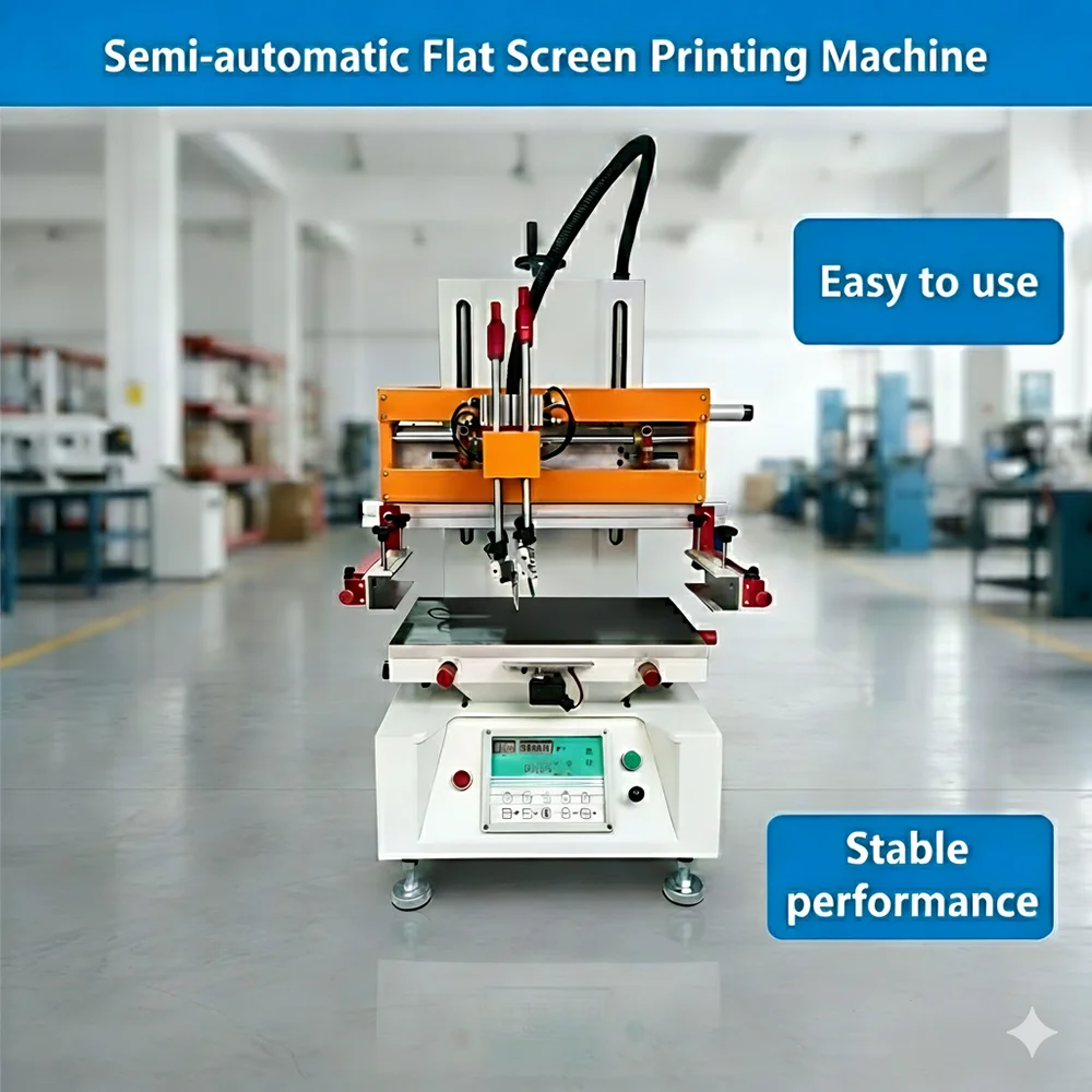 Semi-Automatic Desktop Vacuum Table Screen Printing Machine 25x33cm Print Area Single Color Flat Product Screen Printer