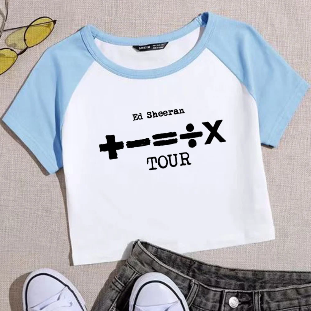 Ed Sheeran Tour 2024 Crop Tops T-Shirt Girls Super-short Fans Gift Regular O-Neck Short Sleeves  Printing Fashion