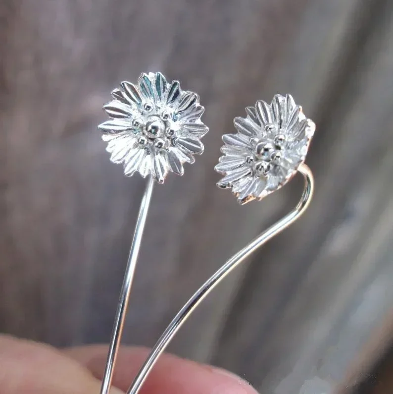 Delysia King 2021 New Daisy Earrings Cute Girls Sunflower Long Ear Studs Gift for Best Friend