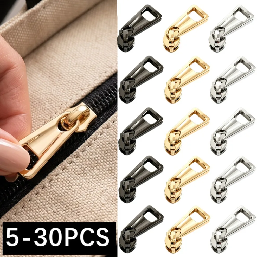 5/30Pcs 5# Zipper Sliders for Nylon Zippers Clothes Jacket Zip Puller Backpack Zips Head Repair Kit Sewing Accessory