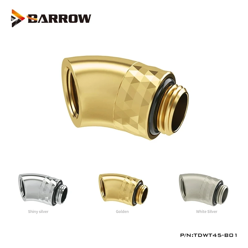 Barrow PC Water Coolling 45/ 90 Degree Rotary Fittings, Adapter  Connector Radiator Fittings G1/4'' Thread Elbow,TDWT90-v2.5