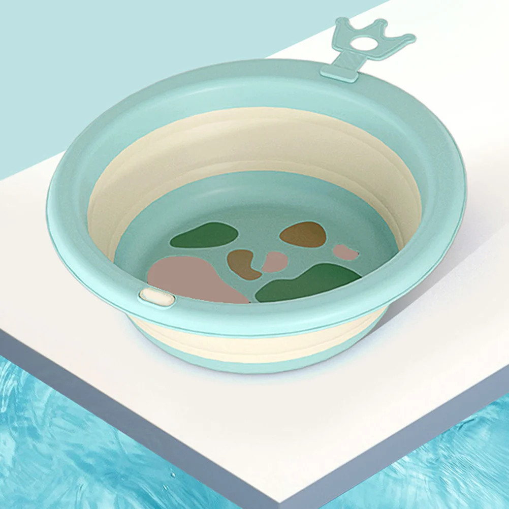 حوض غسيل للأطفال قابل للطي خفيف الوزن من السيليكون الكرتوني لتنظيف الوجه والقدم المحمول لحديثي الولادة والتخييم والسفر في الهواء الطلق #3
