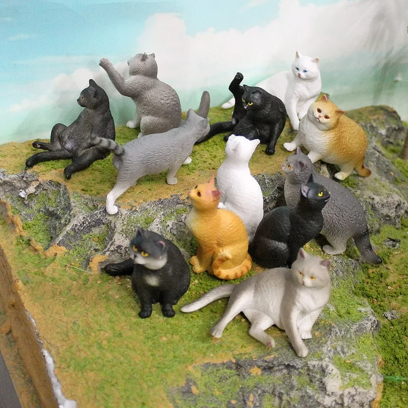 

1pc Mini Realistic Cat Figurine Set Cute Orange Tabby British Shorthair Toy Kittens for Kids Decoration Resin Miniatures