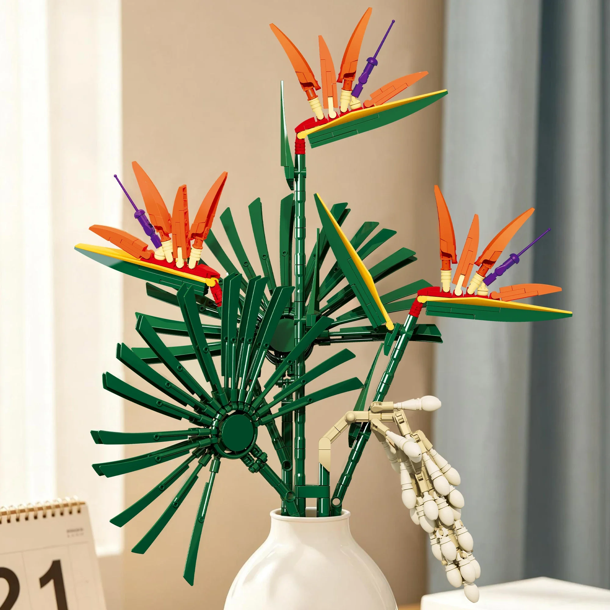530-teiliger Paradiesvogelblumen-Bausatz – Romantische Schreibtischdekoration für ewige Liebe, einfach zu montierendes Puzzle-Spielzeug, Valentinstagsgeschenk – Detail 7