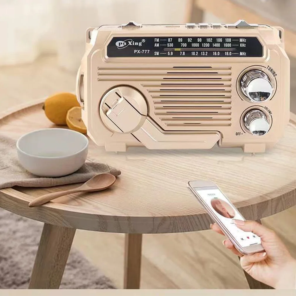 Portable Hand Crank FM AM SW Radio Solar Charging Emergency RadiosReceiver Bluetooth 5.2 Speaker Music Player Support TF USB