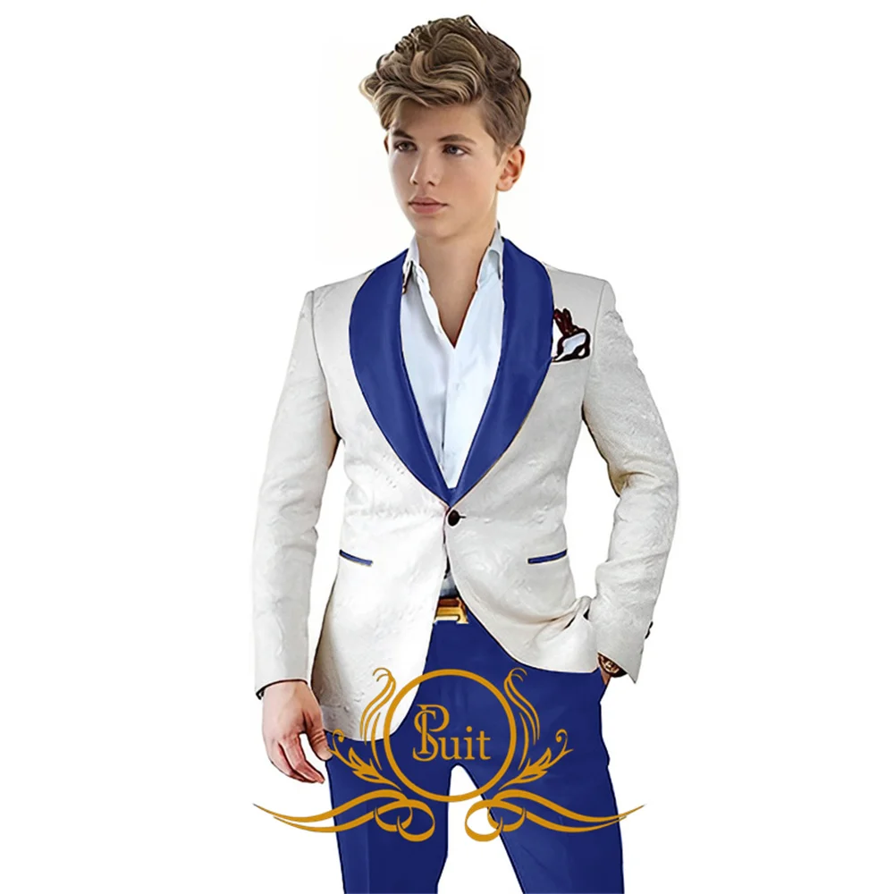 Jacquard Boy's Suit  2 Pieces Boy Tuxedos Formal Slim Fit Blazer Pants Set Wedding Party Kids Suits