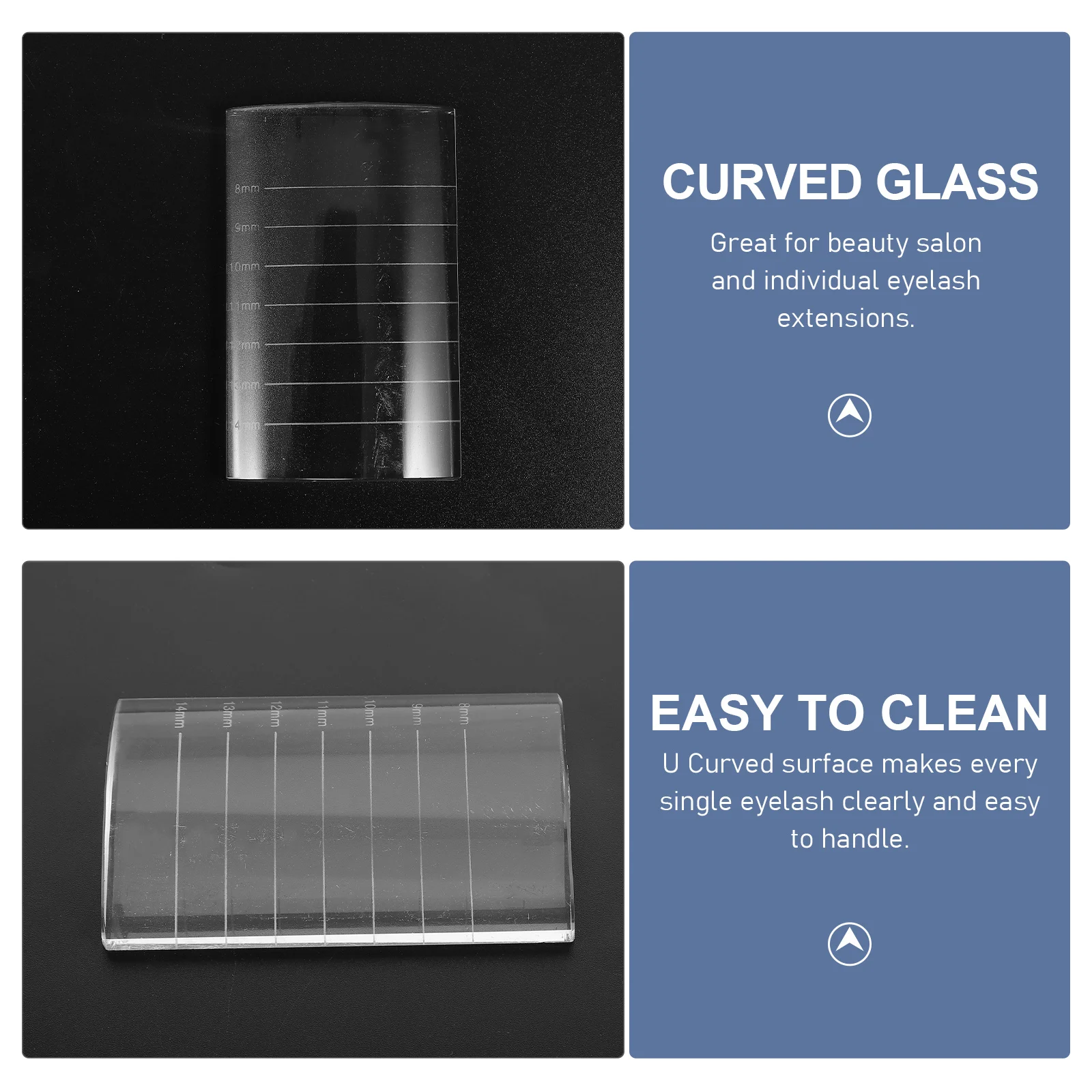 

Clear Curved Eyelash Extension Pallet 8x5x1cm Reusable Smooth Non Porous Surface Easy Clean Professional Salon Use