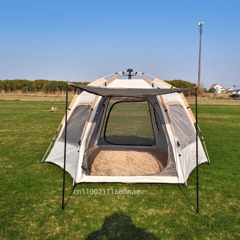 

Кемпинговая палатка Водонепроницаемая портативная ветрозащитная палатка Кемпинговая семейная палатка на 4 человека с улучшенным мансардным светом большого размера