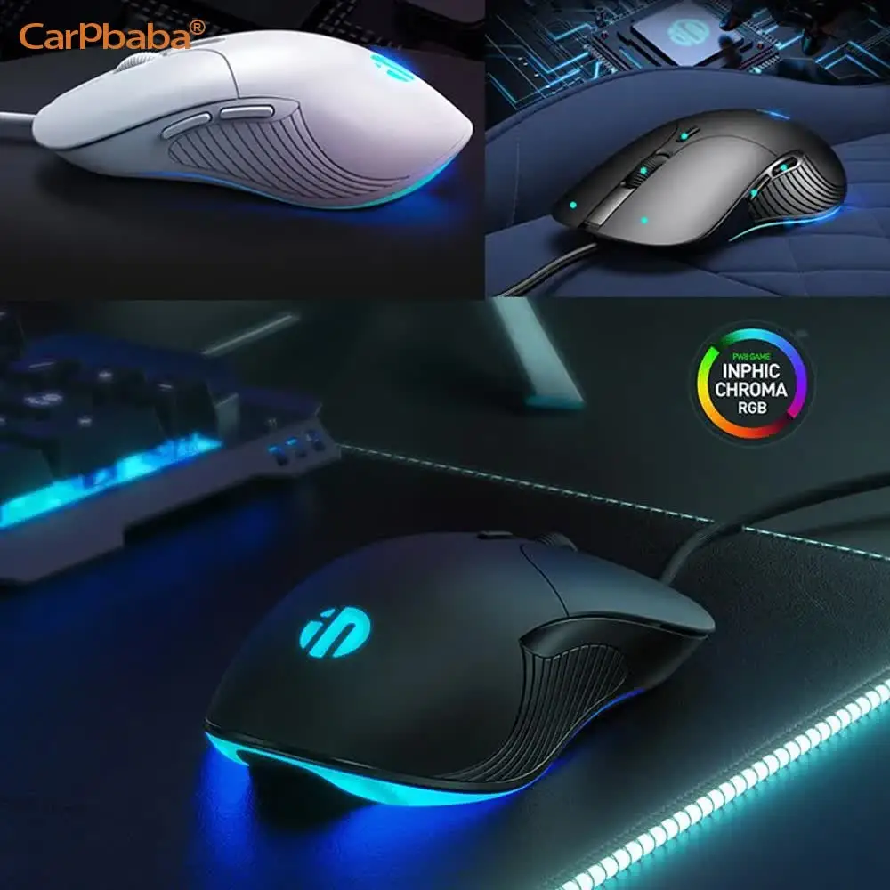 Mouse gaming silencioso pb1, usb com fio, para pc e laptops, universal, com luz colorida, 8800dpi