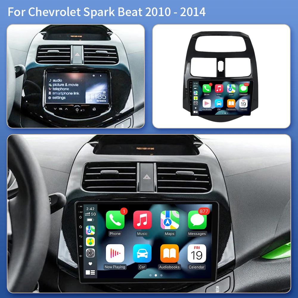 Car Stereo Radio For Chevrolet Spark Beat Matiz Creative 2010 - 2014 Android12 Carplay Multimidia Video Player Head Unit 5G DVD