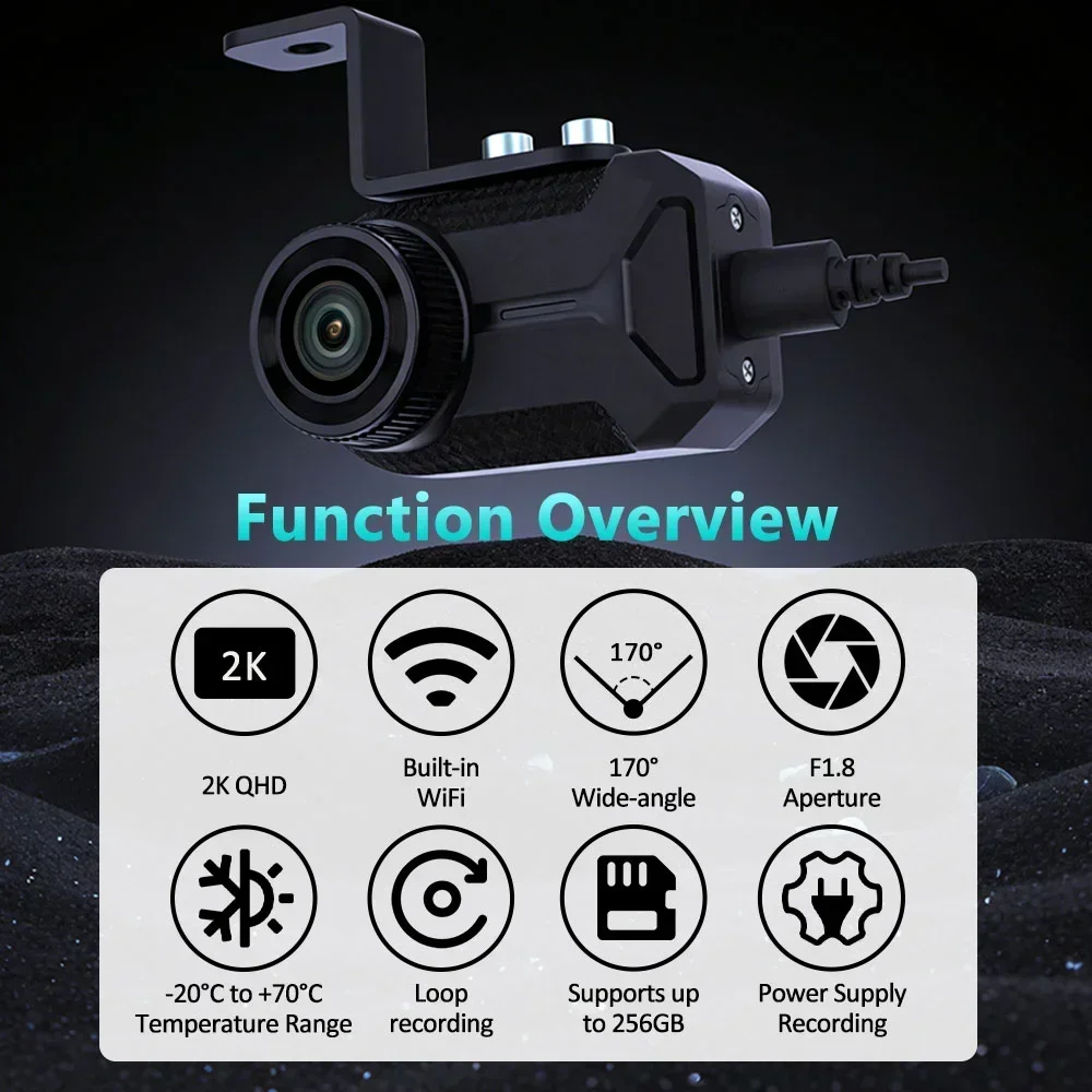 2K HD Motorcycle DVR Waterproof IP66 Loop Recording 170° Degree Widely Angle Camera HD Video Recorder Dash Cam WiFi Dashcam view 6