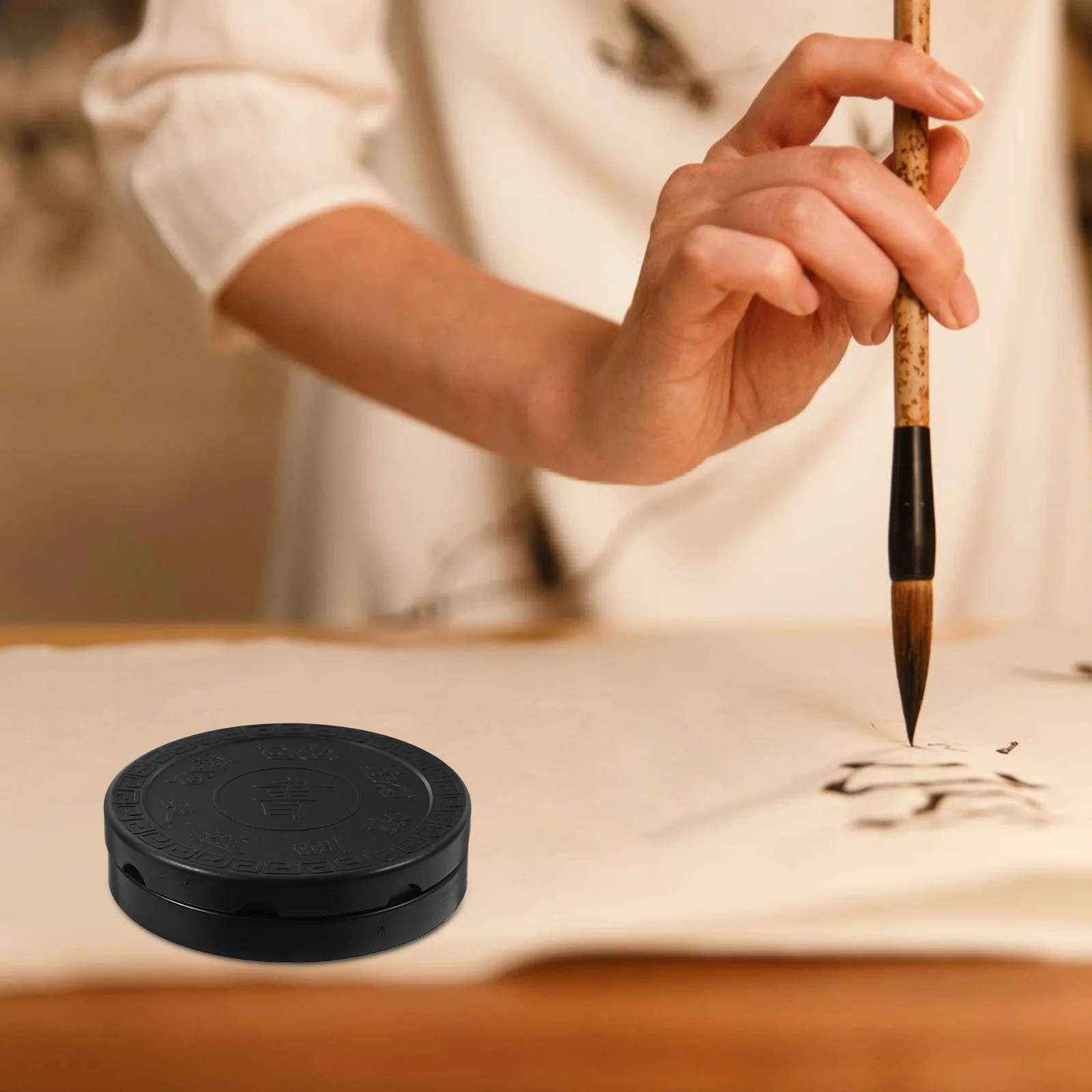 

Creative Plastic Inkstone Calligraphy Painting Carving Design Lightweight Portable Traditional Ink Slab Plate Accessory Teaching