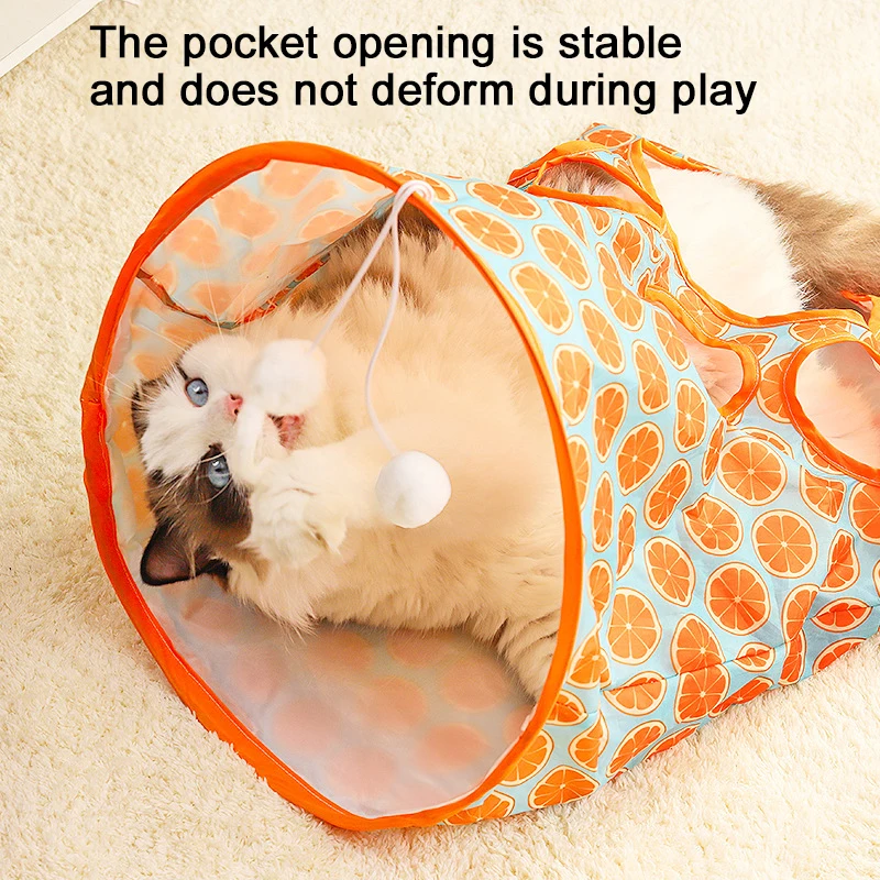 

Foldable Cat Tunnel Cat Tunnel Toy with Plush Ball Crinkle Paper Collapsible Bag for Relieving Boredom Kittens Puppies for Pets