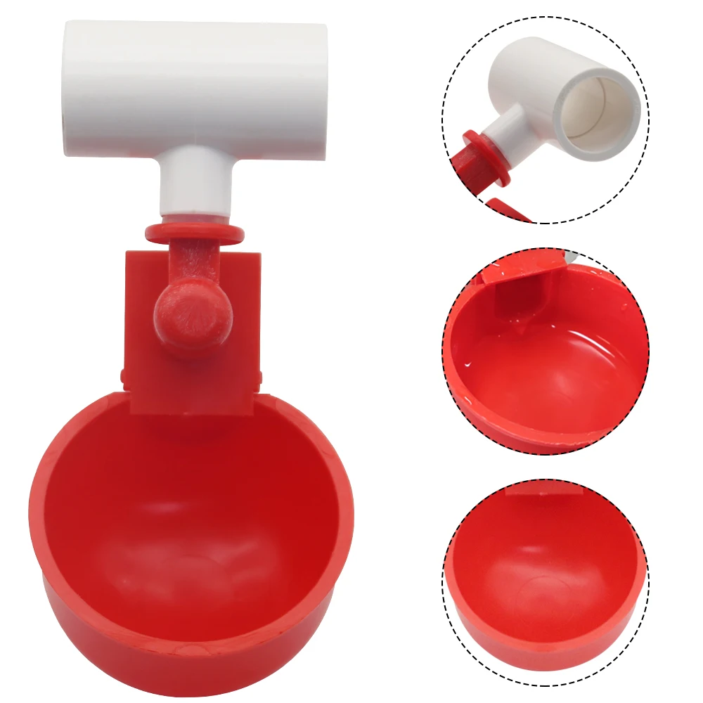 10sets Chicken Water Cup Automatic Drinker for Poultry Thread Filling Waterer Poultry Drinking Bowl for Chickens Quail Bird Cage