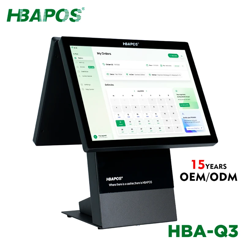 ATV&UTVDual Screen Cash Register 15.6Inch Touch Screen Cashier Till Machine Android Windows Desktop Pos System