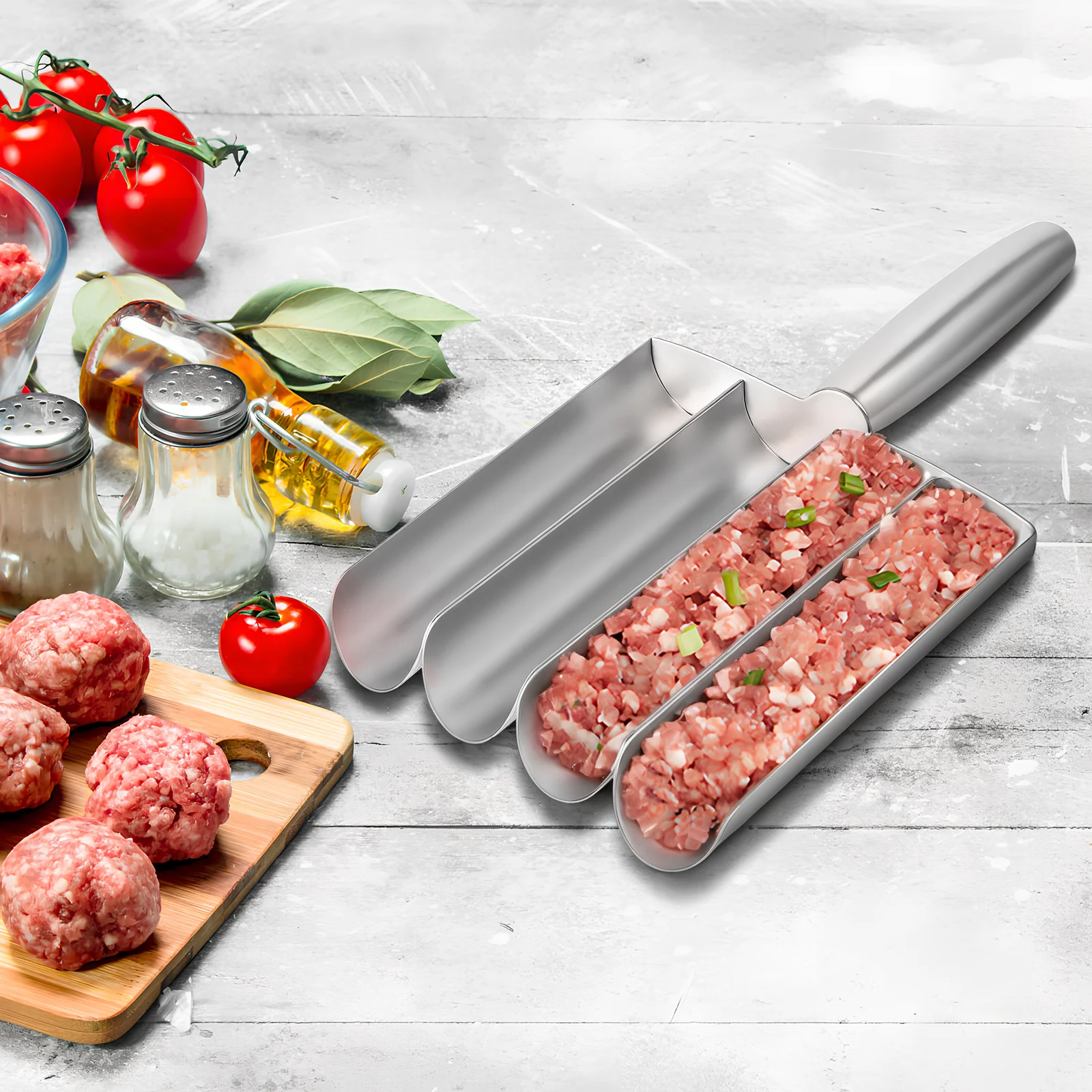 

1 Set Stainless Steel Meatball Maker Non-Stick Multi-Row Manual Shaping Scoop For Beef Fish Vegetable Balls Kitchen Cooking