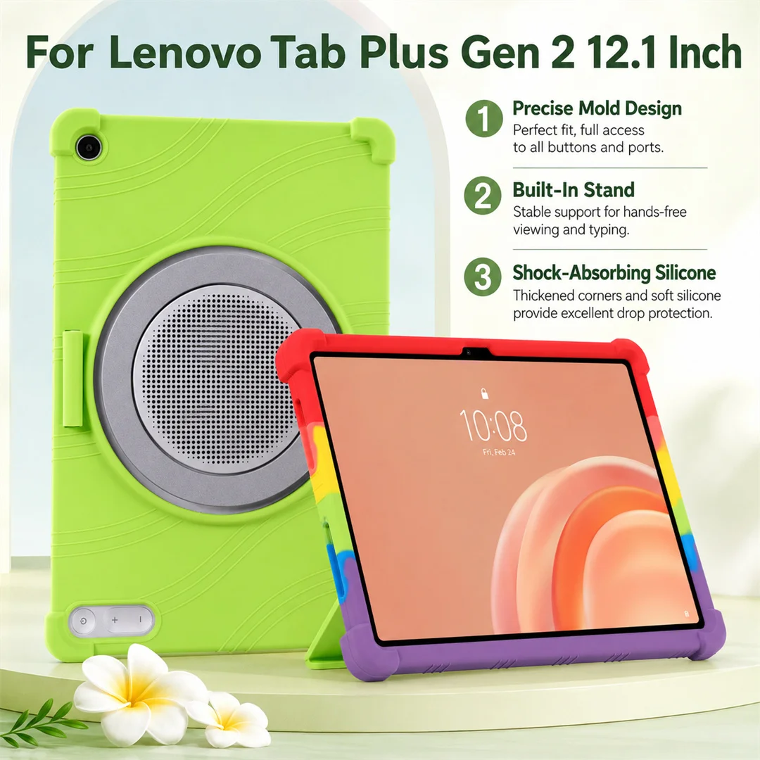 Soft Washable Silicone Tablet Case For Lenovo Tab Plus Gen 2 12.1 Inch Case 2026 New Shockproof Protective Cover Shell
