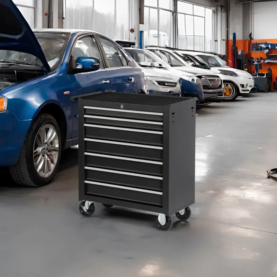 Ящик для инструментов на колесиках с 7 ящиками и колесиками Многофункциональная тележка для инструментов Механический шкаф для хранения для гаража Wareho