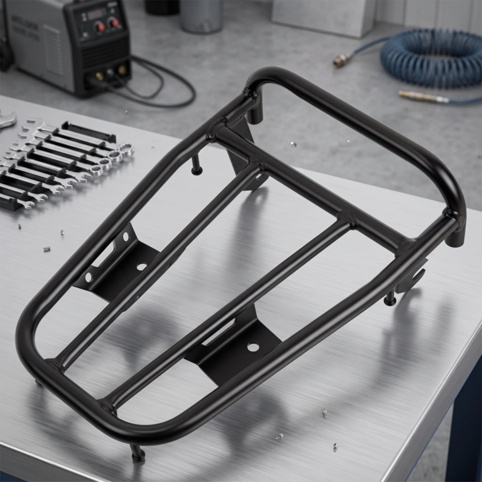 Motorcycle Rear Luggage Rack Tubular Frame Motorcycle Rear Rack Welded Long-Lasting for Commuters, Daily Commuting
