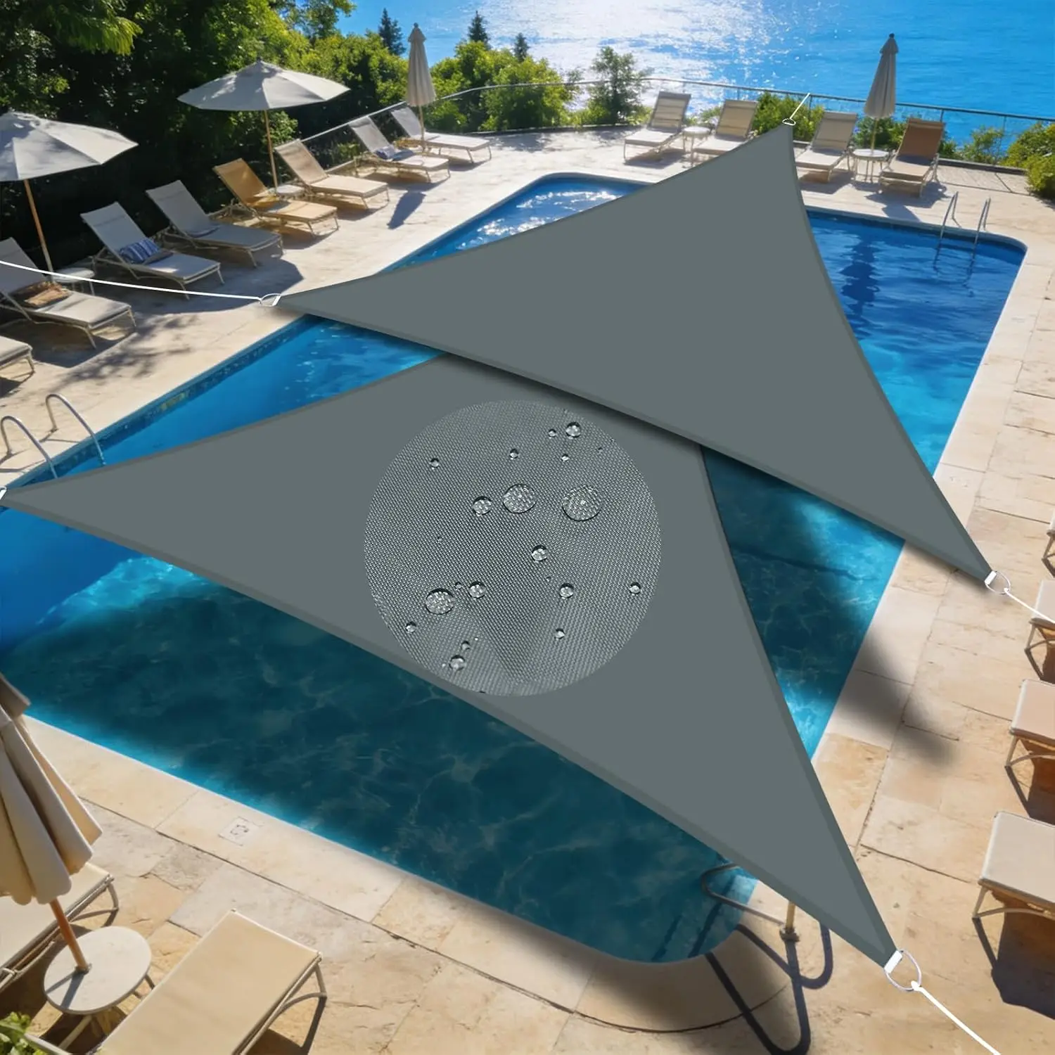 5x5x5/5x5x7M Waterproof Sun Shelter Triangle Sunshade Protection Outdoor Canopy Garden Patio Pool Shade Sail Awning Shade Cloth