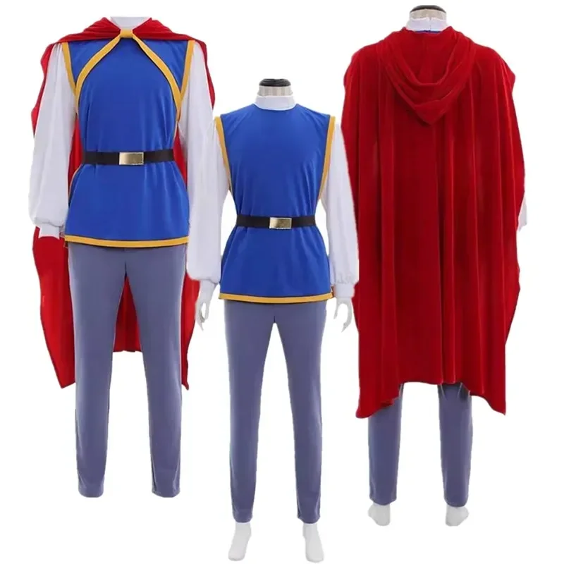 Disfraz de Cosplay de Florian, Príncipe de Dibujos Animados, Fantasía para Adultos, Camisa, Capa, Pantalones, Cinturón, Traje para Halloween, Carnaval y Fiestas