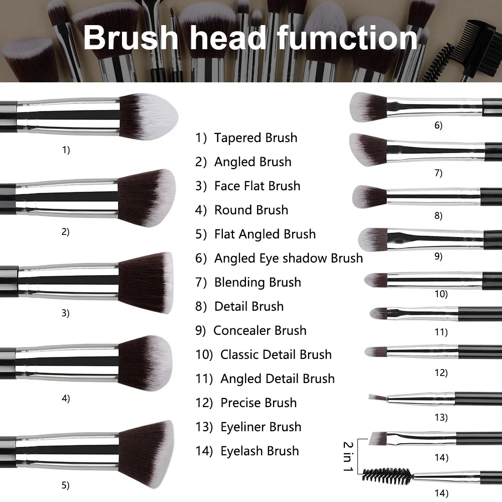 NEW 14PCS Makeup Brushes Set Soft Fluffy Foundation Blush Powder Eyeshadow Blending Female Cosmetics Beauty Tools Christmas gift