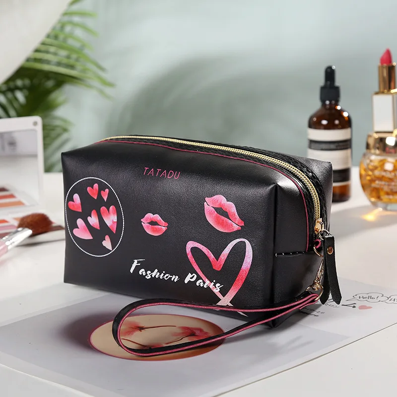 Pu Graffiti Storage Makeup Organizer Bagette Bag Cosmetiquera Small Cosmetic Organizing Bag For Girls Pillow Makeup Pouches